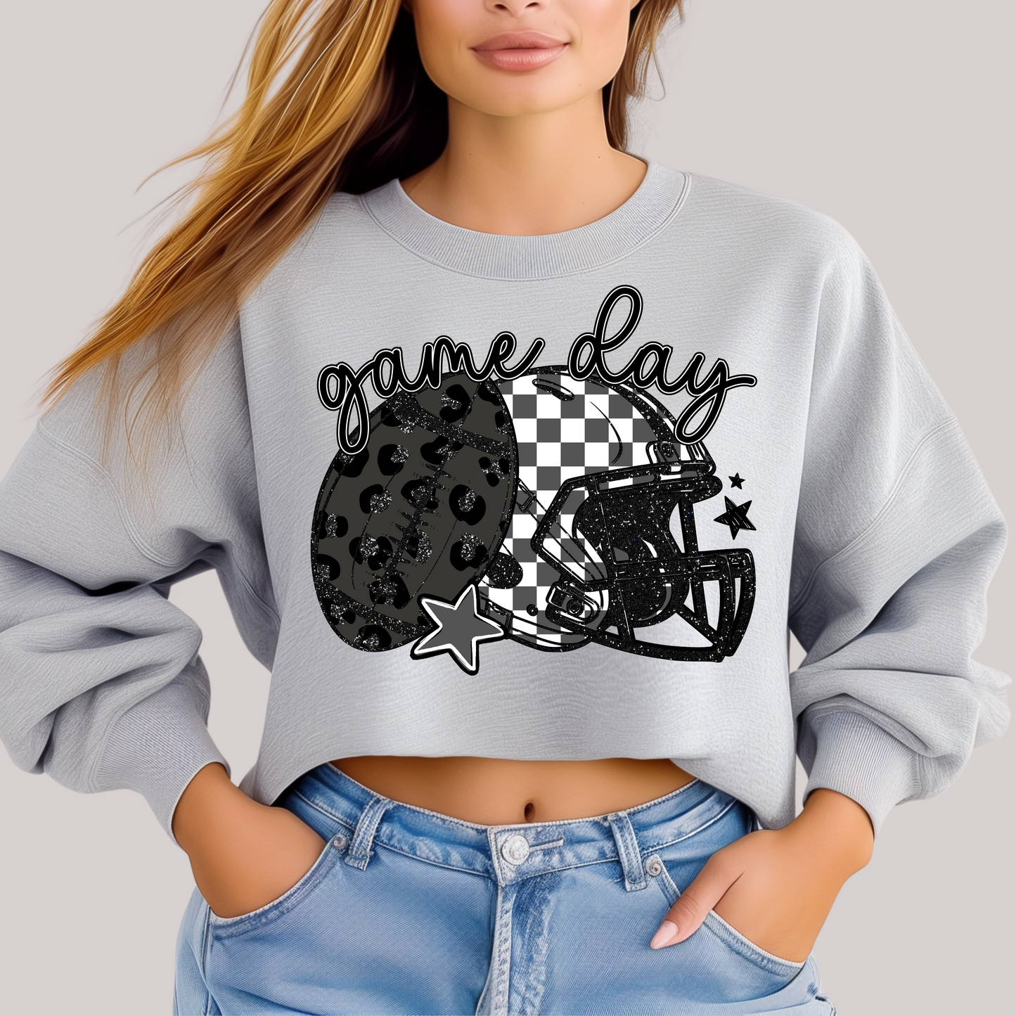 Checkered and Leopard Gameday Sweatshirt