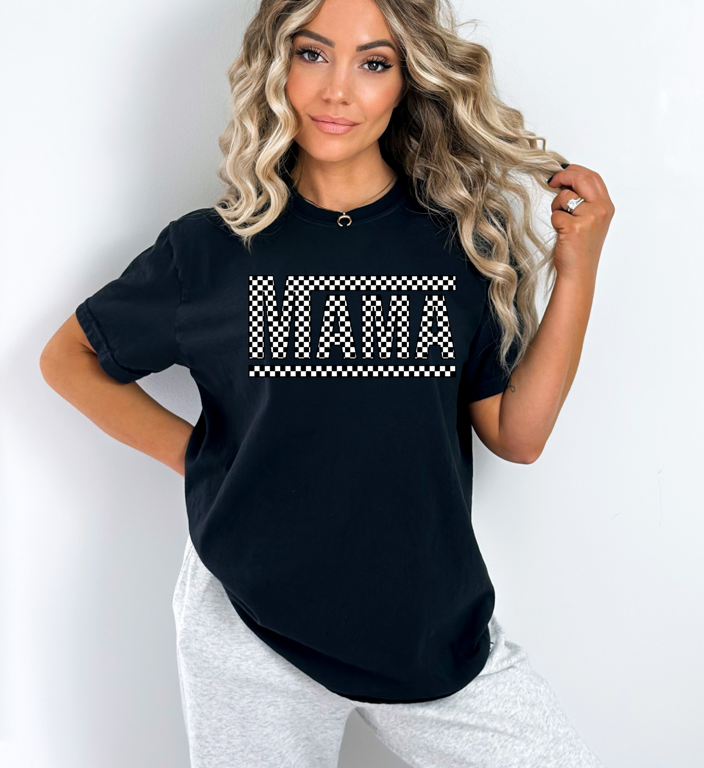 Mama Checkered Tee - Comfort Colors