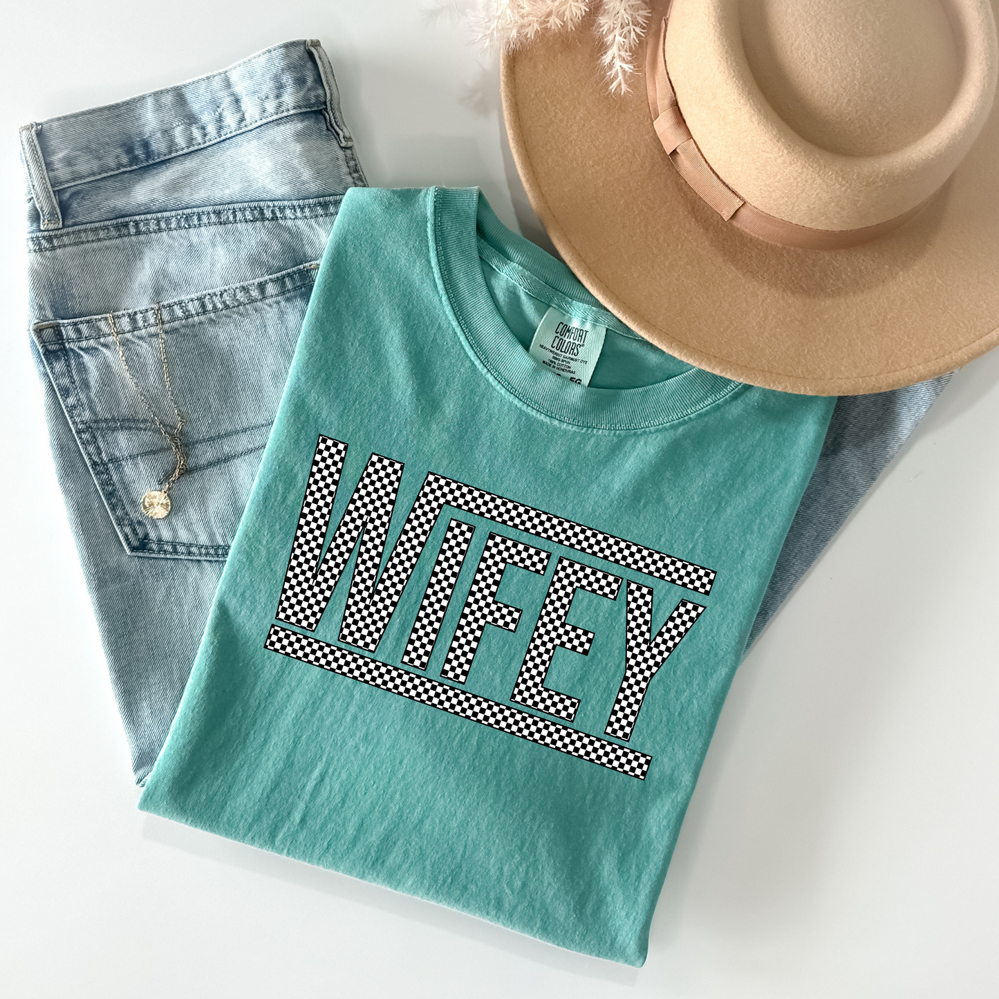 Wifey Checkered - Comfort Colors